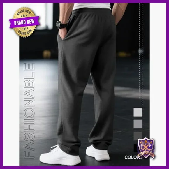 4 Pack Men's Sweatpants Joggers with Pockets Open Bottom Gym Athletic Pants